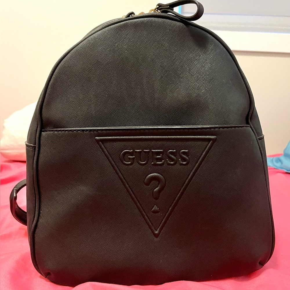 Guess black leather backpack / bag